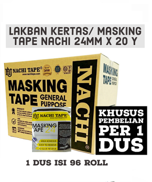 Masking_tape_lakban_kertas_nachi 1 inch 24mm x 18mtr_min 1dus = 96 roll
